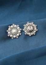 Pearl Stud Earrings (Silver) EAR000711 - Image 3