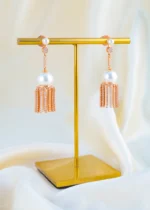 Pearl Tassel Drop Earrings (Rose Gold) EAR001589 - Image 2