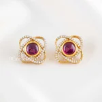Pink Gold Plated Diamond Earrings- EAR002898