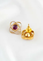 Pink Gold Plated Diamond Earrings- EAR002898 - Image 3