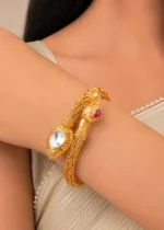 Pink Gold Plated Kundan Bracelet- BRA002792 - Image 4