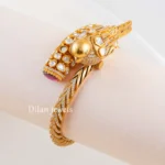 Pink Gold Plated Kundan, Diamond Bracelet- BRA002790
