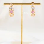 Pink Gold Plated Kundan Earrings- EAR002842