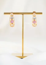 Pink Gold Plated Kundan Earrings- EAR002842