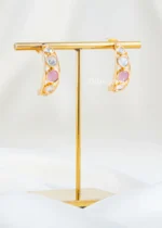 Pink Gold Plated Kundan Earrings- EAR002842 - Image 2