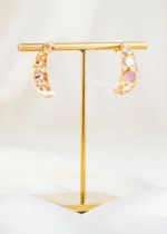 Pink Gold Plated Kundan Earrings- EAR002842 - Image 3