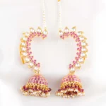 Pink Gold Plated Kundan Earrings- EAR002882