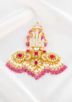 Pink Gold Plated Kundan Kalgi- KALGI2767