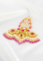Pink Gold Plated Kundan Kalgi- KALGI2767 - Image 2