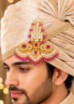 Pink Gold Plated Kundan Kalgi- KALGI2767 - Image 4