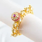 Pink Gold Plated Kundan, Traditional Bracelet- BRA002906