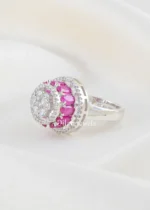 Pink Halo Elegance Ring (Silver) RING02694 - Image 2