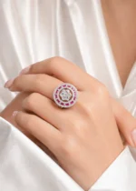 Pink Halo Elegance Ring (Silver) RING02694 - Image 4