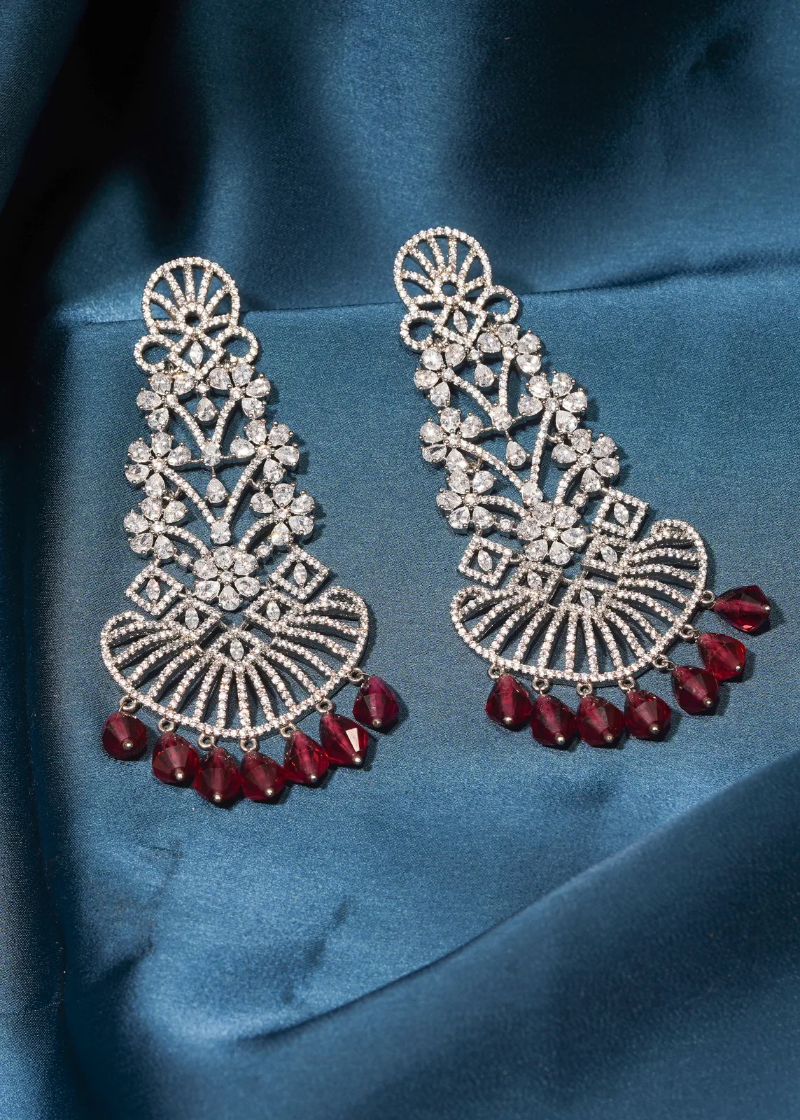 Pink-Party-Danglers-Silver-EAR000494a Pink Party Danglers (Silver) EAR000494 - Image 1