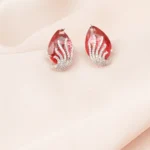 Pink Pear Stud Earrings (Silver) EAR000759