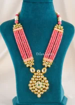Pink Pearl Blossom Necklace Set (Yellow Gold) NEC002722 - Image 2