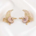 Pink Purple Victorian Finish Kundan, Diamond Earrings- EAR002876