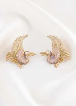 Pink Purple Victorian Finish Kundan, Diamond Earrings- EAR002876