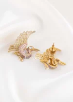 Pink Purple Victorian Finish Kundan, Diamond Earrings- EAR002876 - Image 3