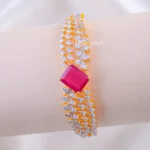 Pink Ruby Diamond Wing Bracelate (Yellow Gold) BRA002401