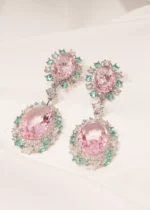 Pink Statement Earrings (Silver) EAR000520
