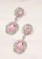 Pink Statement Earrings (Silver) EAR000520 - Image 2