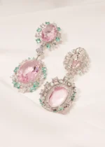 Pink Statement Earrings (Silver) EAR000520 - Image 3