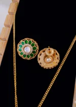 Polki Blossom Green Set (Antique Gold) NEC001997 - Image 3