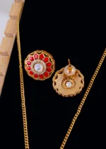 Polki Blossom Red Coral Set (Antique Gold) NEC002000 - Image 3