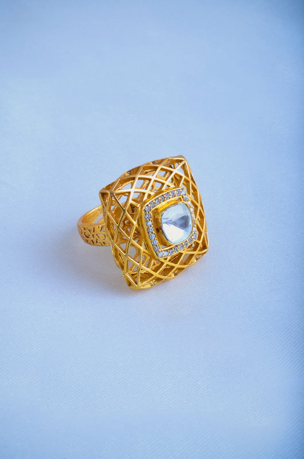 Polki-Cocktail-Ring-Yellow-Gold-RING00810a Polki Cocktail Ring (Yellow Gold) RING00810 - Image 1