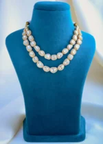 Polki Double Line Necklace Set (Yellow Gold) NEC000866 - Image 3