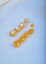 Polki Double Line Necklace Set (Yellow Gold) NEC000866 - Image 4