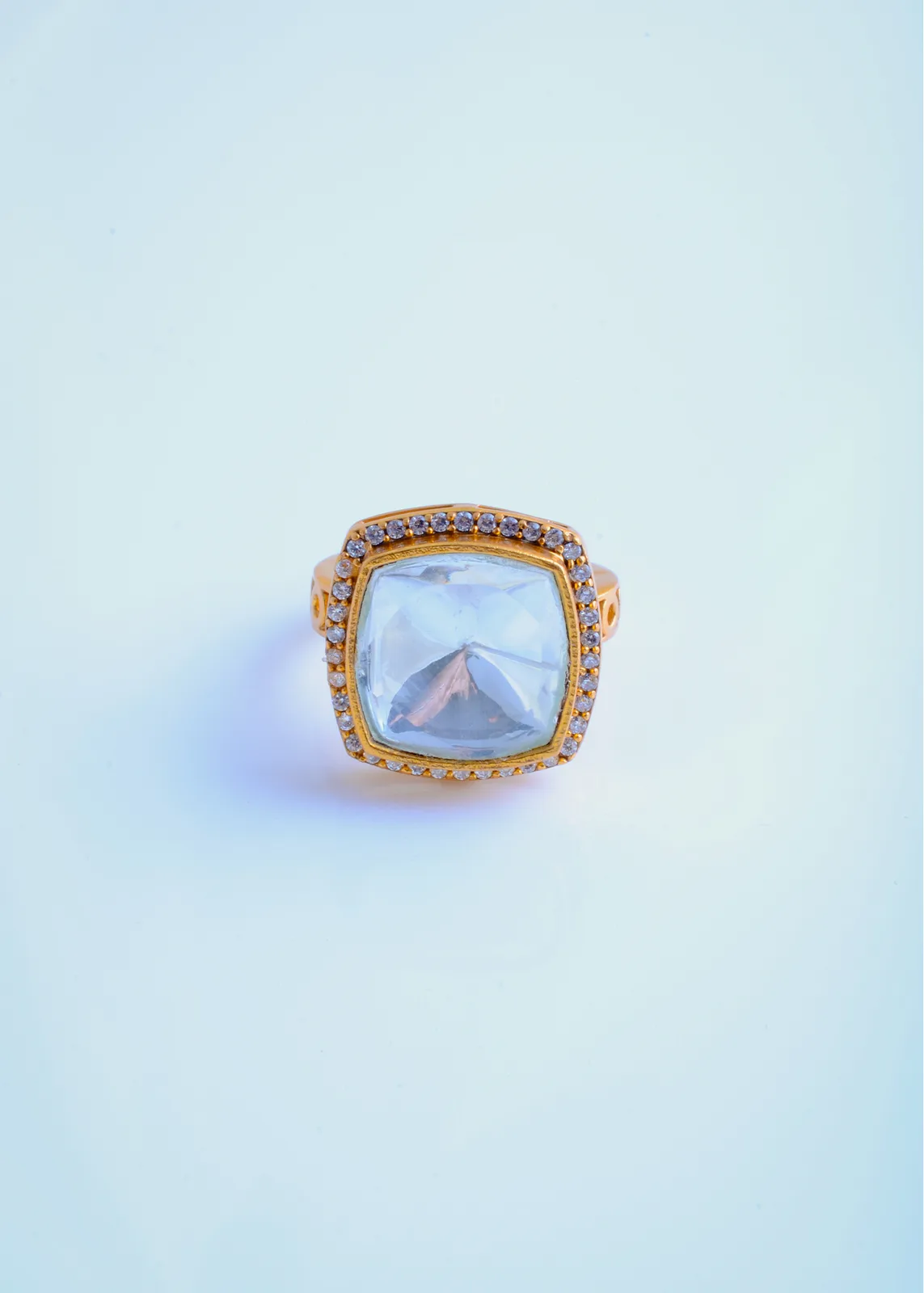 Polki-Fusion-Adjustable-Ring-Antique-Gold-RING01004a Polki Fusion Adjustable Ring (Antique Gold) RING01004 - Image 1