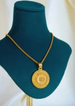 Polki Locket Set With Chain (Antique Gold) NEC001434 - Image 2