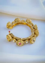 Polki Pacheli Ruby Openable Single Kada (Antique Gold) BRA001059 - Image 3