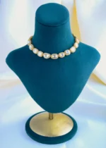 Polki Single Line Necklace Set (Yellow Gold) NEC000865 - Image 2