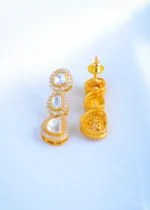 Polki Single Line Necklace Set (Yellow Gold) NEC000865 - Image 3