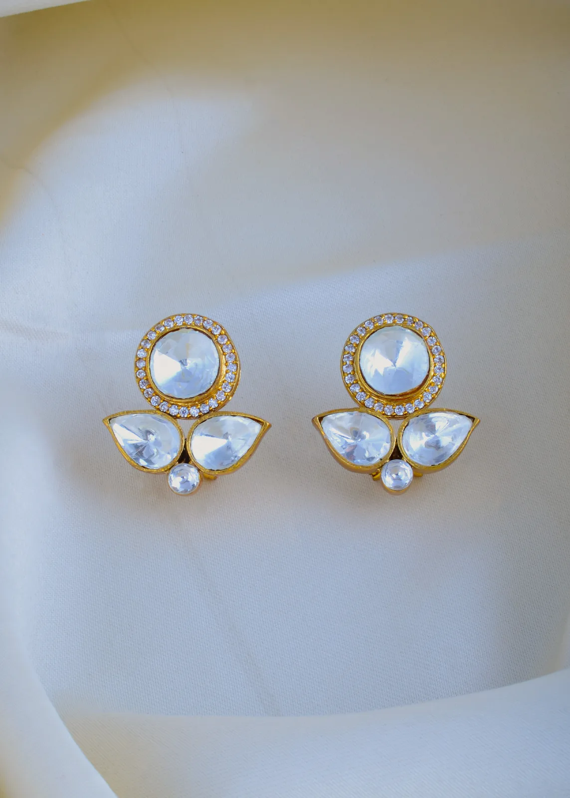 Polki-Stud-Earrings-Yellow-Gold-EAR000919a Polki Stud Earrings (Yellow Gold) EAR000919 - Image 1