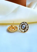Polki Stud Earrings with Black Meenakari (Yellow Gold) EAR000789 - Image 3