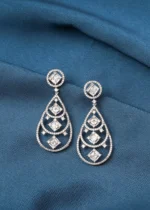 Pressure Setting Drop Earrings (Silver) EAR000721