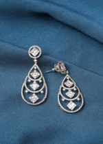 Pressure Setting Drop Earrings (Silver) EAR000721 - Image 2