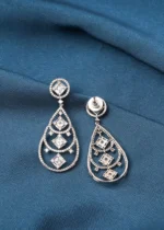 Pressure Setting Drop Earrings (Silver) EAR000721 - Image 3