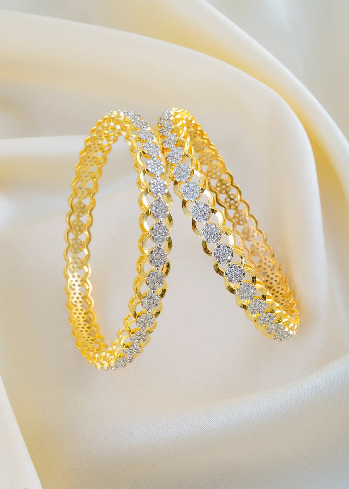 Pressure-Setting-Floral-Bangles-Yellow-Gold-BAN001494a Pressure Setting Floral Bangles (Yellow Gold) BAN001494 - Image 1