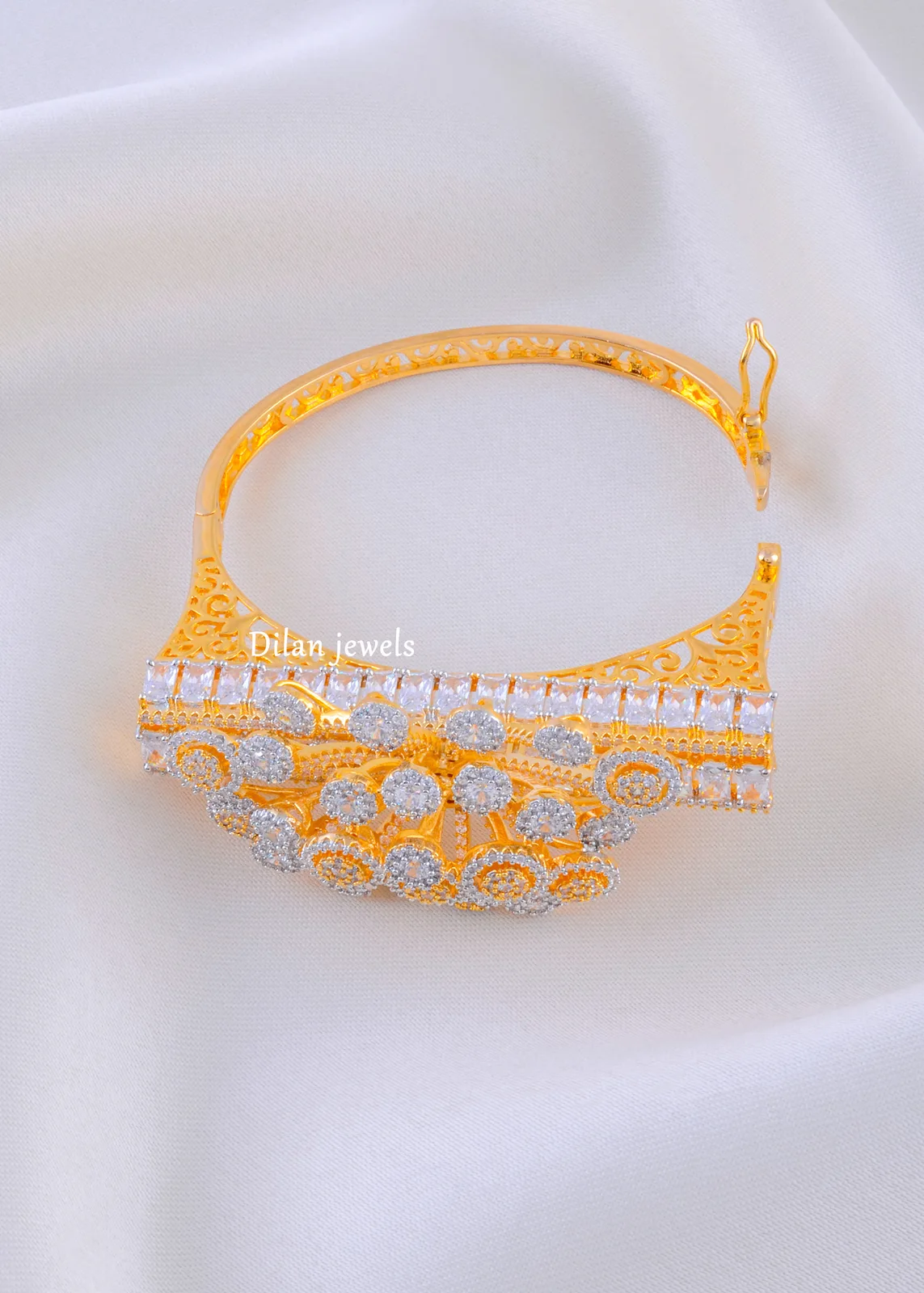 Princess-Pave-Cuff-Yellow-Gold-BRA002259a Princess Pave Cuff (Yellow Gold) BRA002259 - Image 1