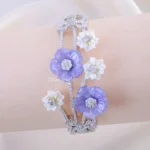 Purple Charm Floral Bracelet (Silver) BRA002394