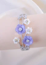 Purple Charm Floral Bracelet (Silver) BRA002394