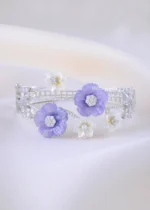 Purple Charm Floral Bracelet (Silver) BRA002394 - Image 2