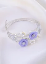 Purple Charm Floral Bracelet (Silver) BRA002394 - Image 3