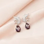Purple Drop Earrings (Silver) EAR000764