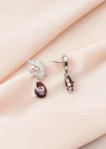 Purple Drop Earrings (Silver) EAR000764 - Image 2